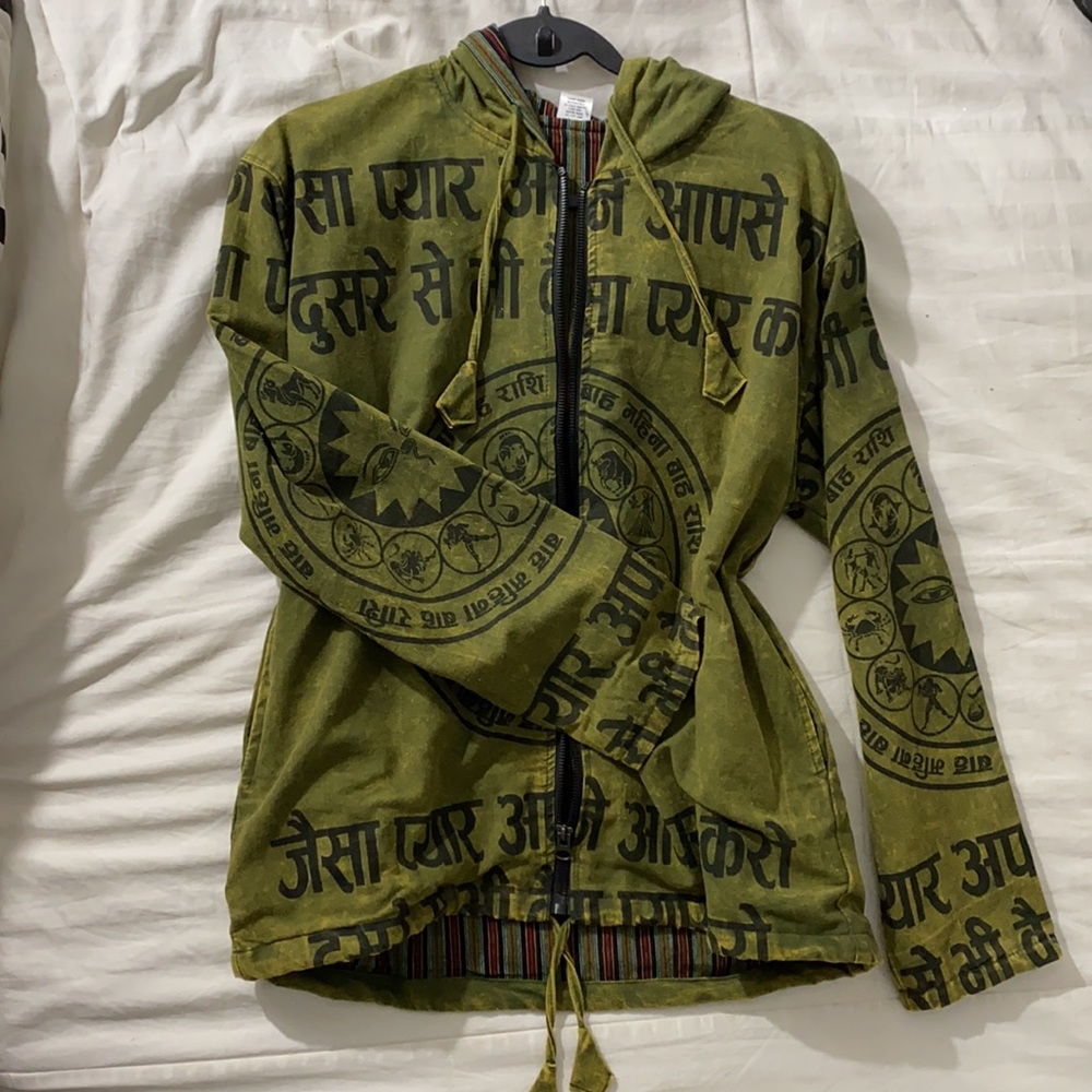 Hippie Green Zip Up Jacket